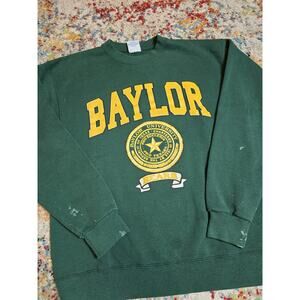 Vintage 90's Baylor University Graphic Crewneck Sweatshirt Size Large DISTRESSED